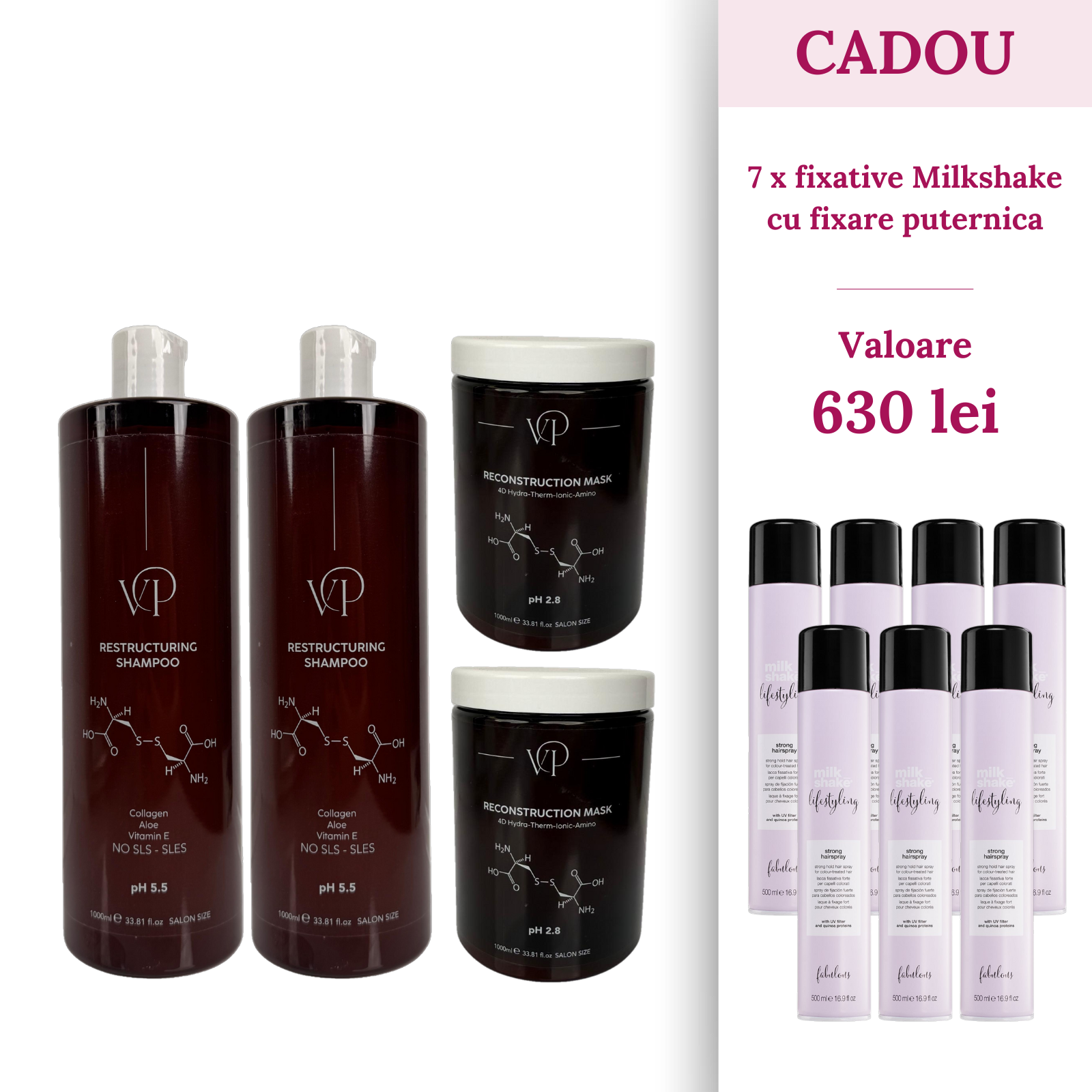 Pachet 2 x Sampon 1000ml si 2 x Masca 1000ml Vocea Parului