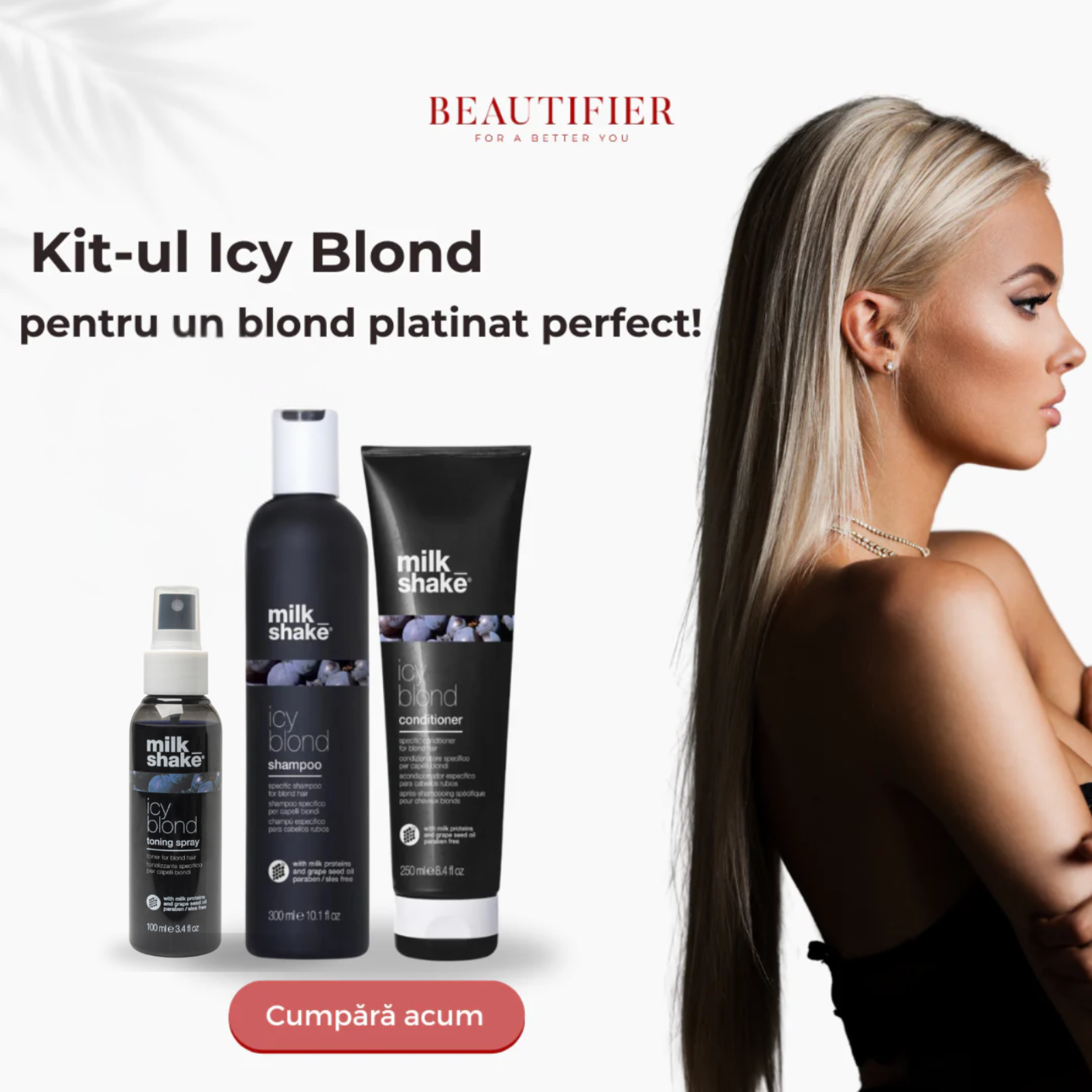 Pachet pentru crearea tonurilor reci Milkshake Icy Blond sampon balsam nuantator 2