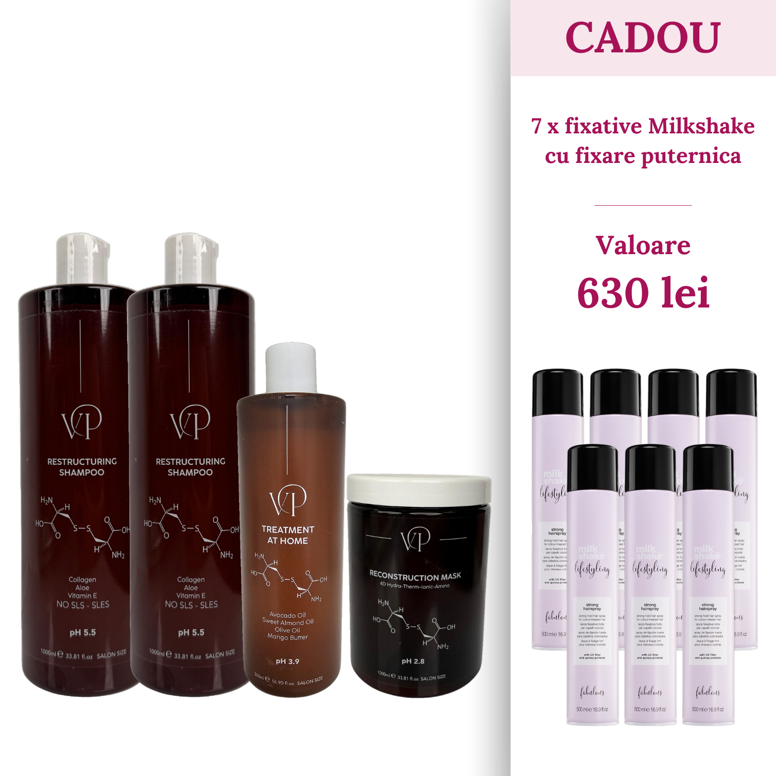 Pachet 2 x Sampon 1000ml, 1 x tratament 500ml si 1 x masca 1000ml Vocea Parului