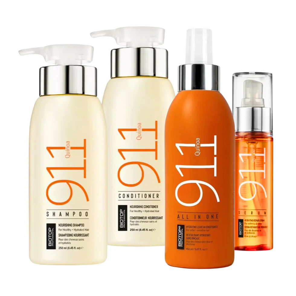 Pachet Regenerare Intensivă Păr Deteriorat | Biotop Quinoa 911 (Șampon, Balsam, Leave-In, Ser)