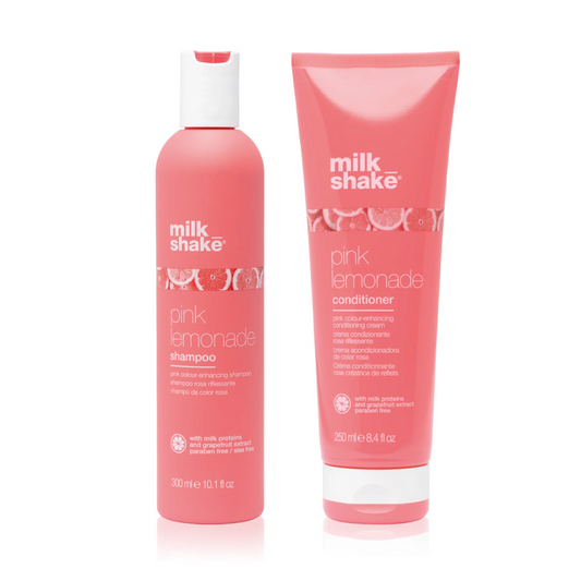 Pachet cu pigmenți roz pentru păr blond Milkshake Pink Lemonade sampon, balsam