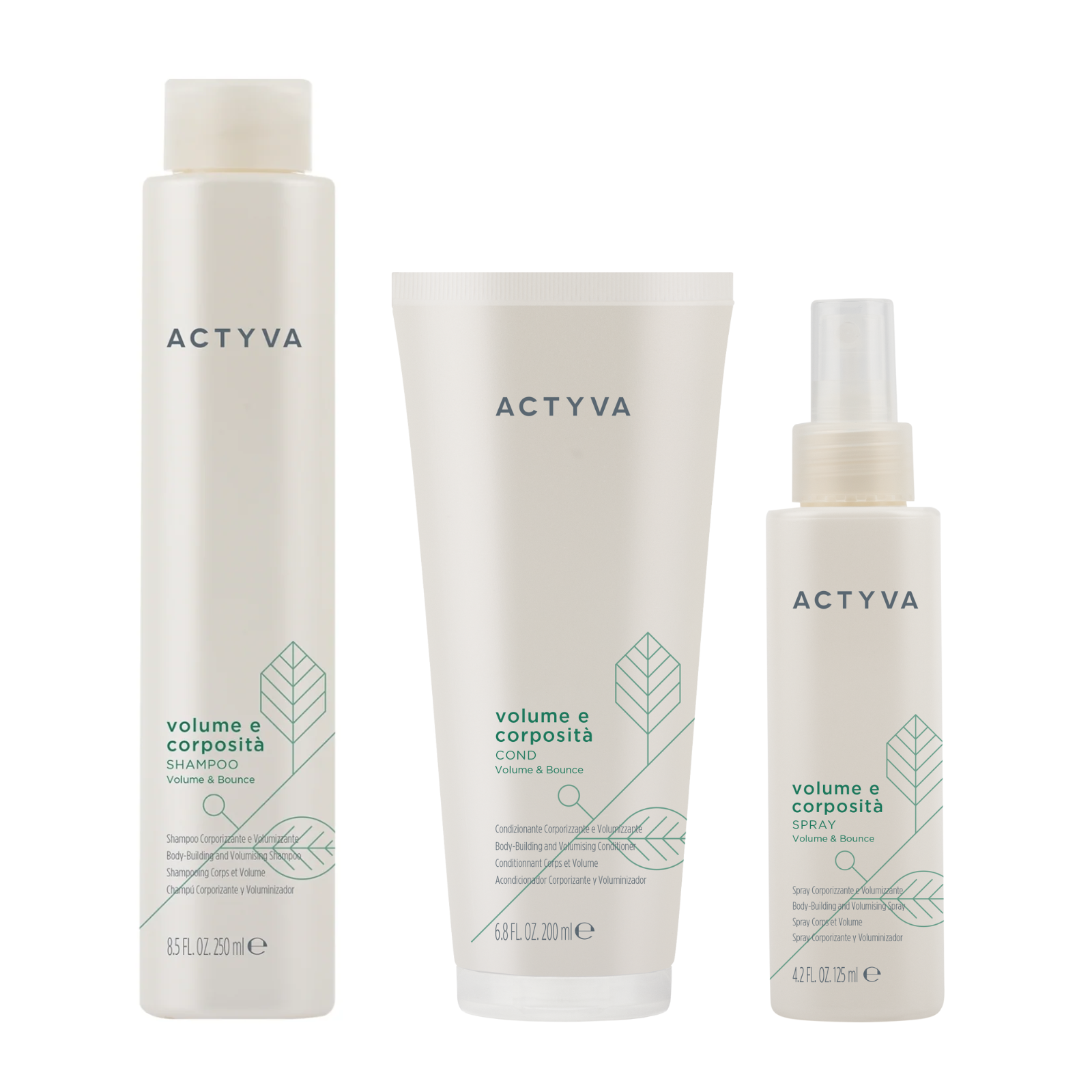 Pachet par lipsit de volum | Kemon Actyva Volume e Corposità (Sampon 250ml, Balsam 200ml, Spray 125ml) Beautifier