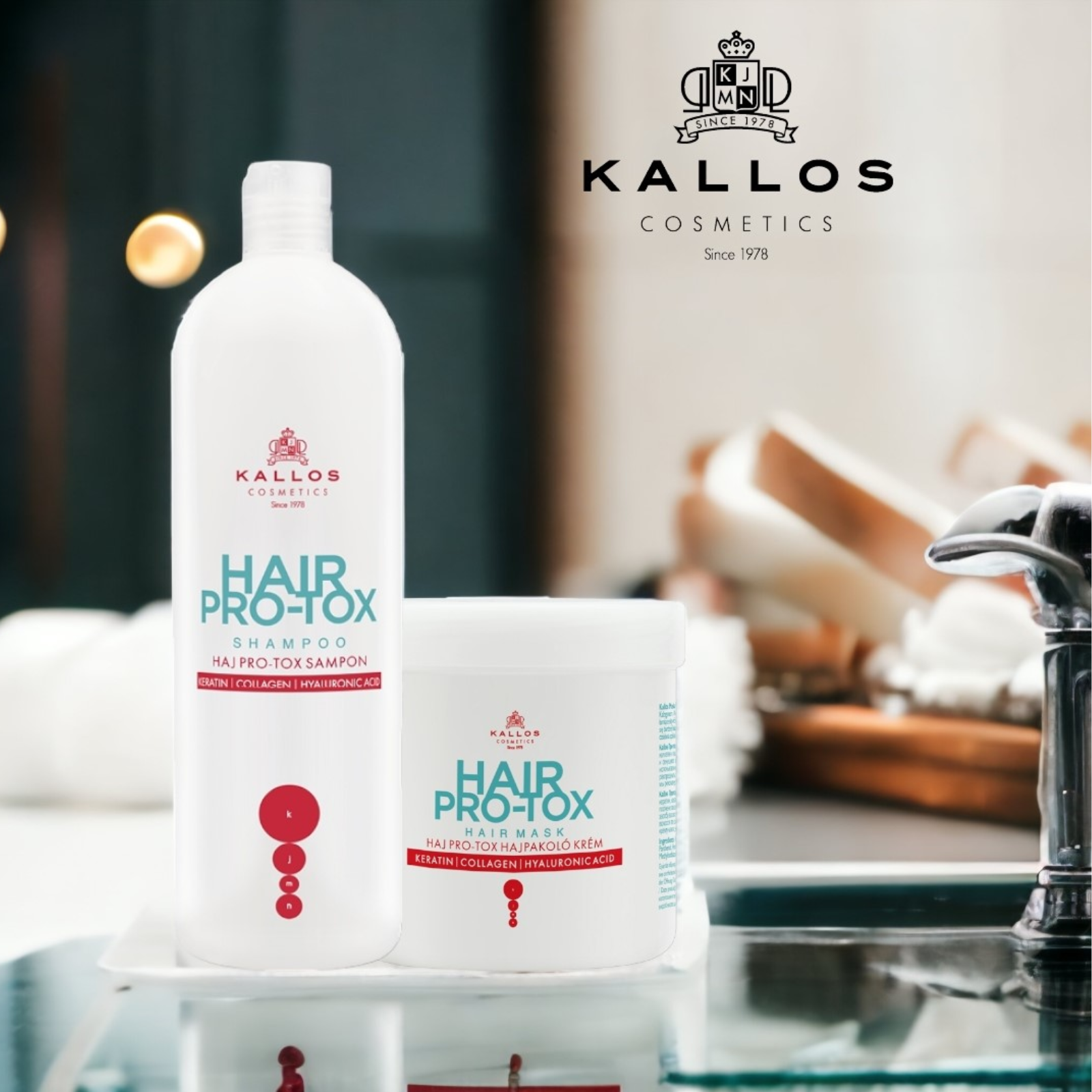 Pachet regenerare păr deteriorat | Kallos Pro-Tox (Șampon 500 ml, Mască 500 ml) Beautifier Romania
