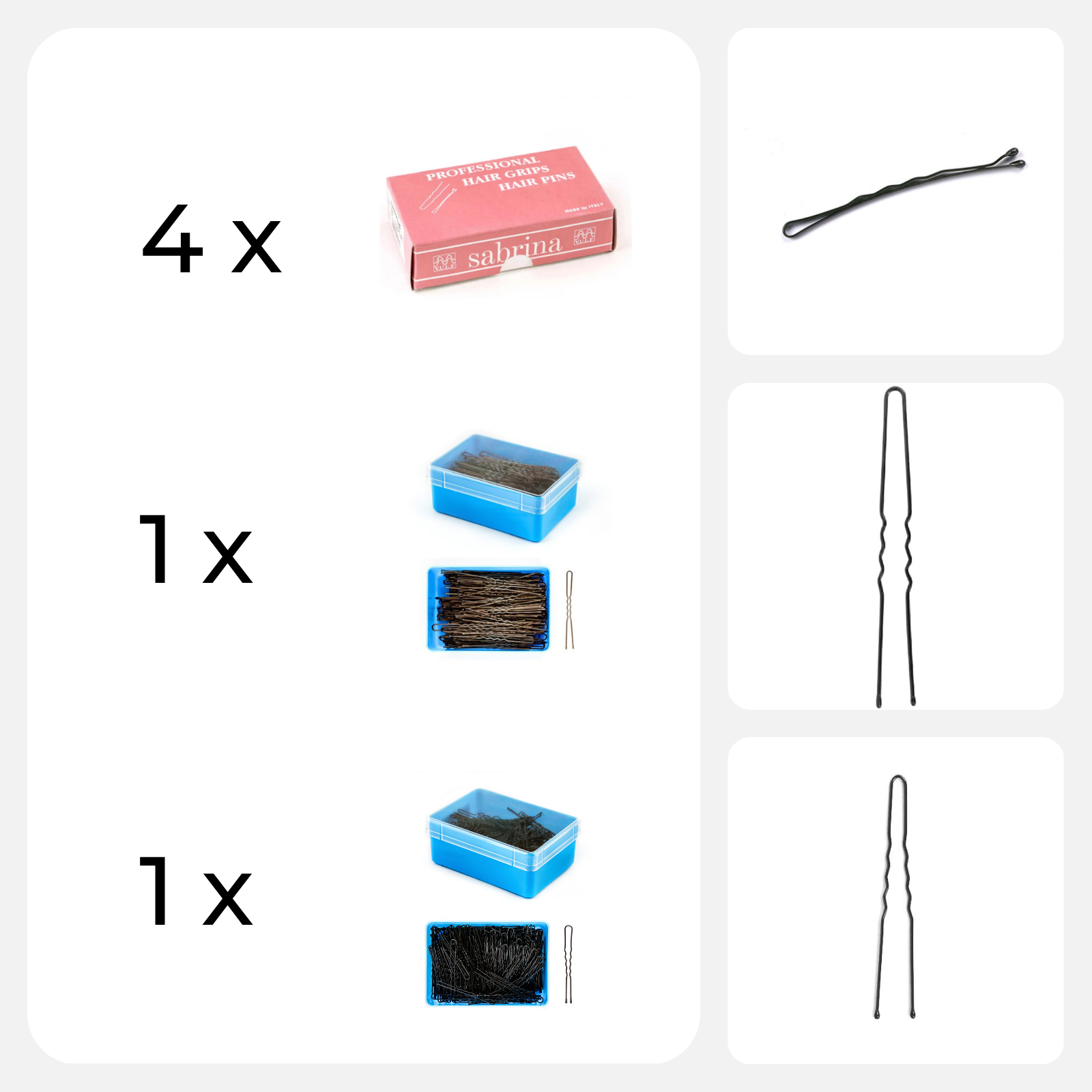 Pachet consumabile coafuri negru | Locatelli ( 4 cutii agrafe, ace ondulate mici si mari )