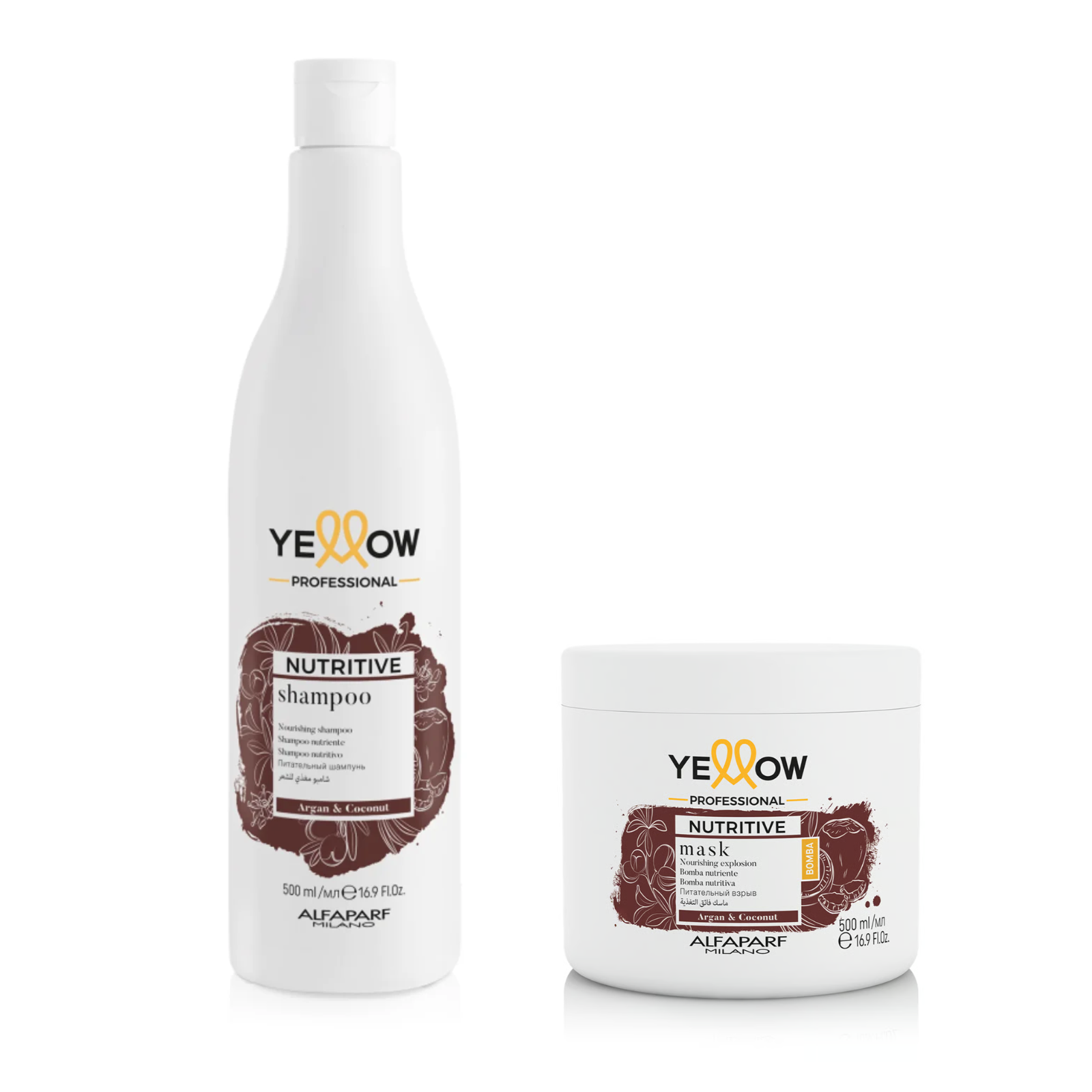 Pachet hidratare intensa par uscat Alfaparf Yellow Professional Nutritive Sampon 500 ml masca 500 ml