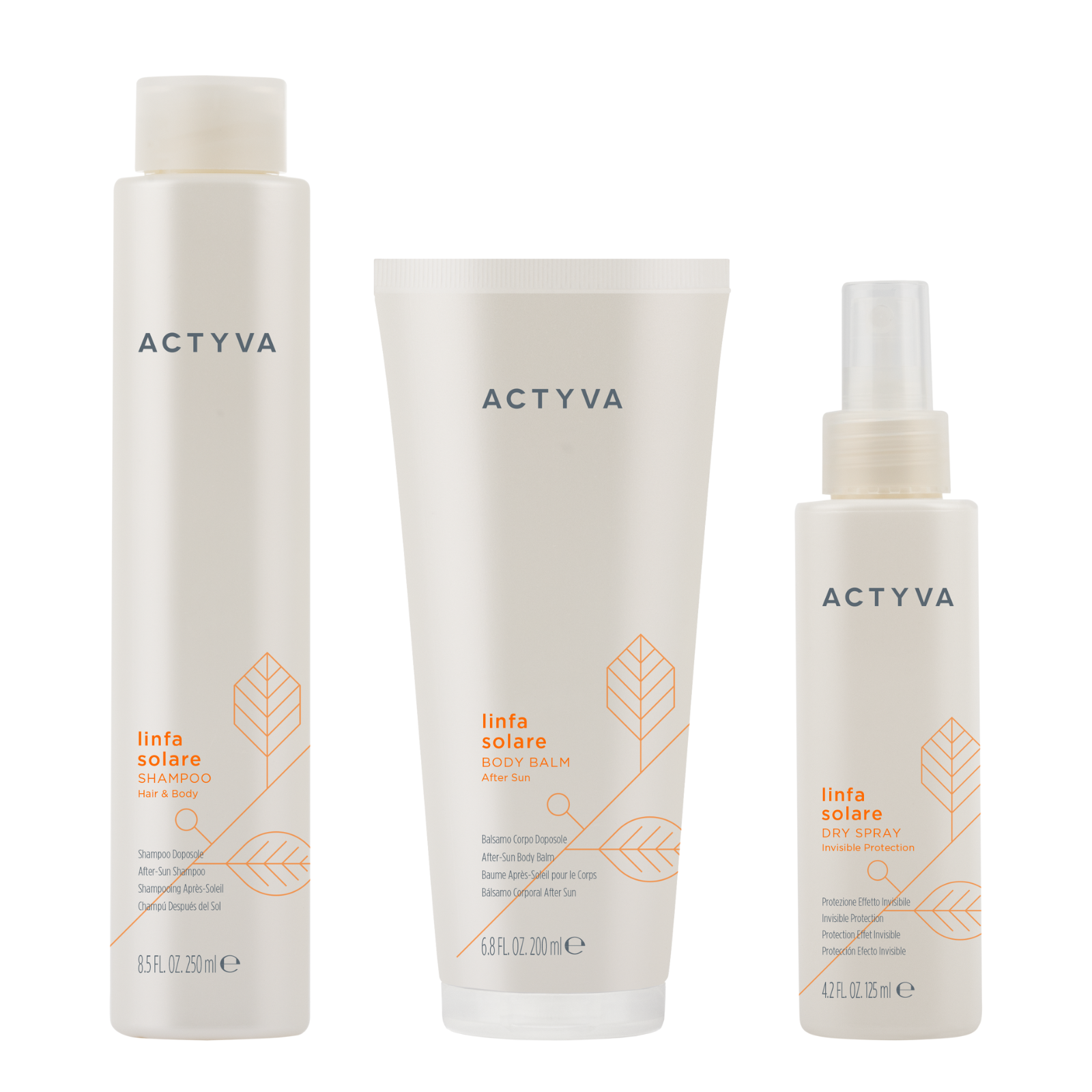 Pachet complet ingrijire par expus la soare | Kemon Actyva Linfa Solare (Sampon 250ml, Balsam 200ml, Spray 125ml)