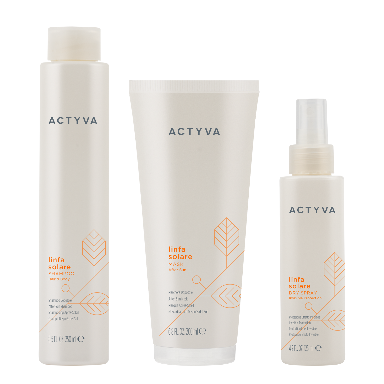 Pachet complet ingrijire par expus la soare | Kemon Actyva Linfa Solare (Sampon 250ml, Masca200ml, Spray 125ml)