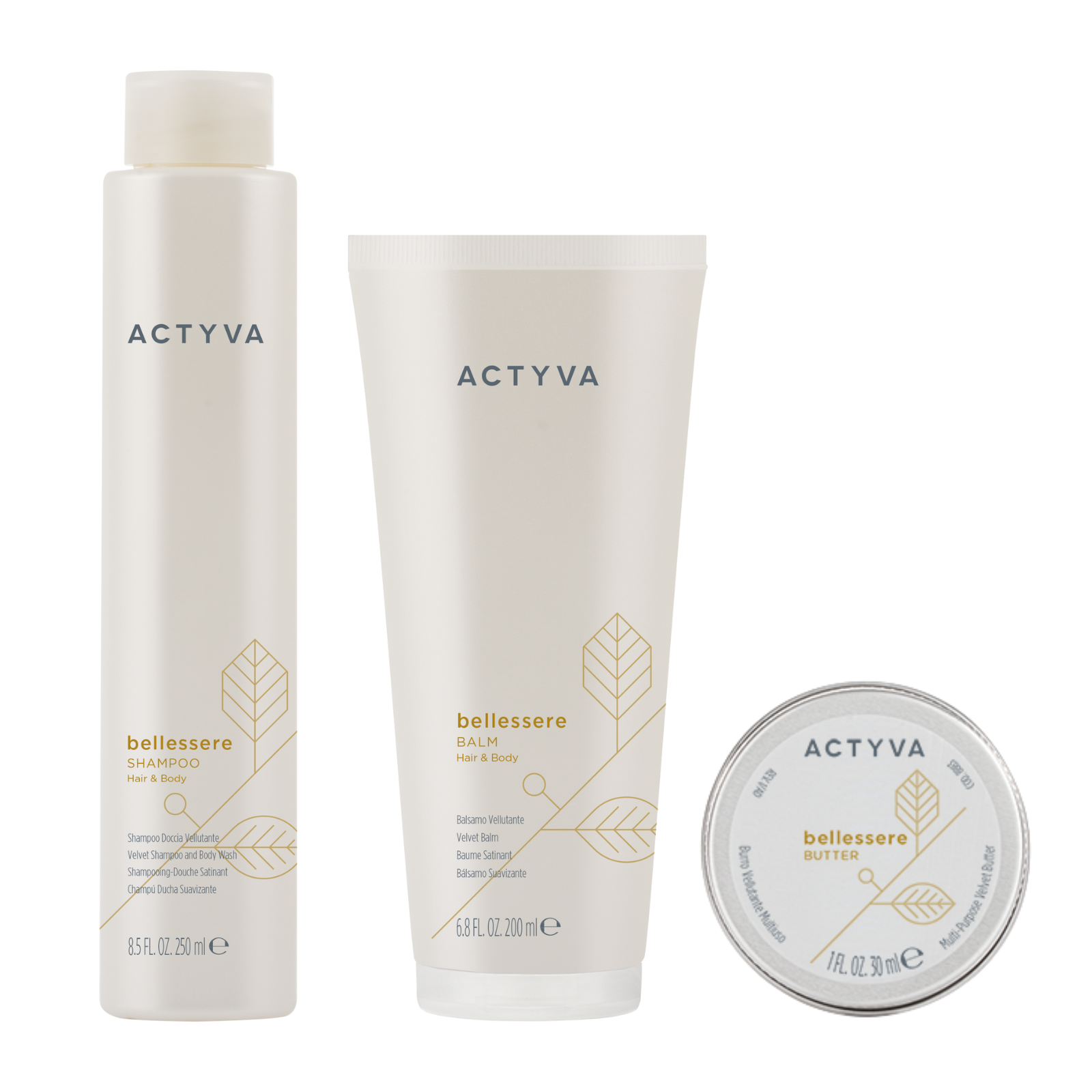 Pachet ingrijire delicata corp si scalp | Kemon Actyva Bellessere (Sampon250ml, Balsam 200ml, Unt30ml)