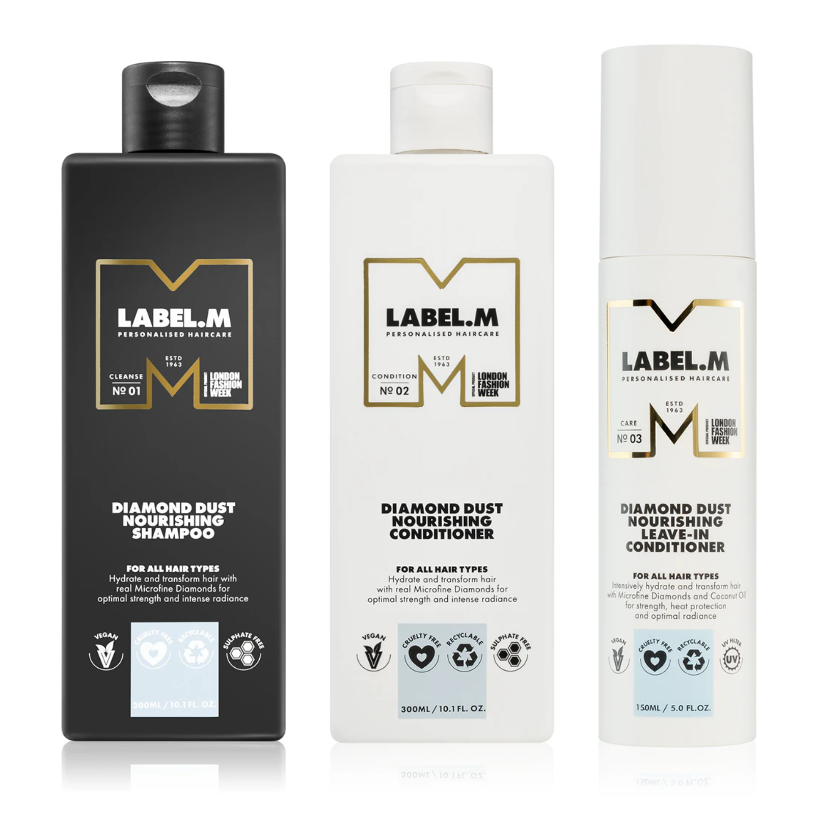 Pachet ingrijire pentru toate tipurile de par Label. M Diamond Dust ( Sampon, Balsam, Leave In )