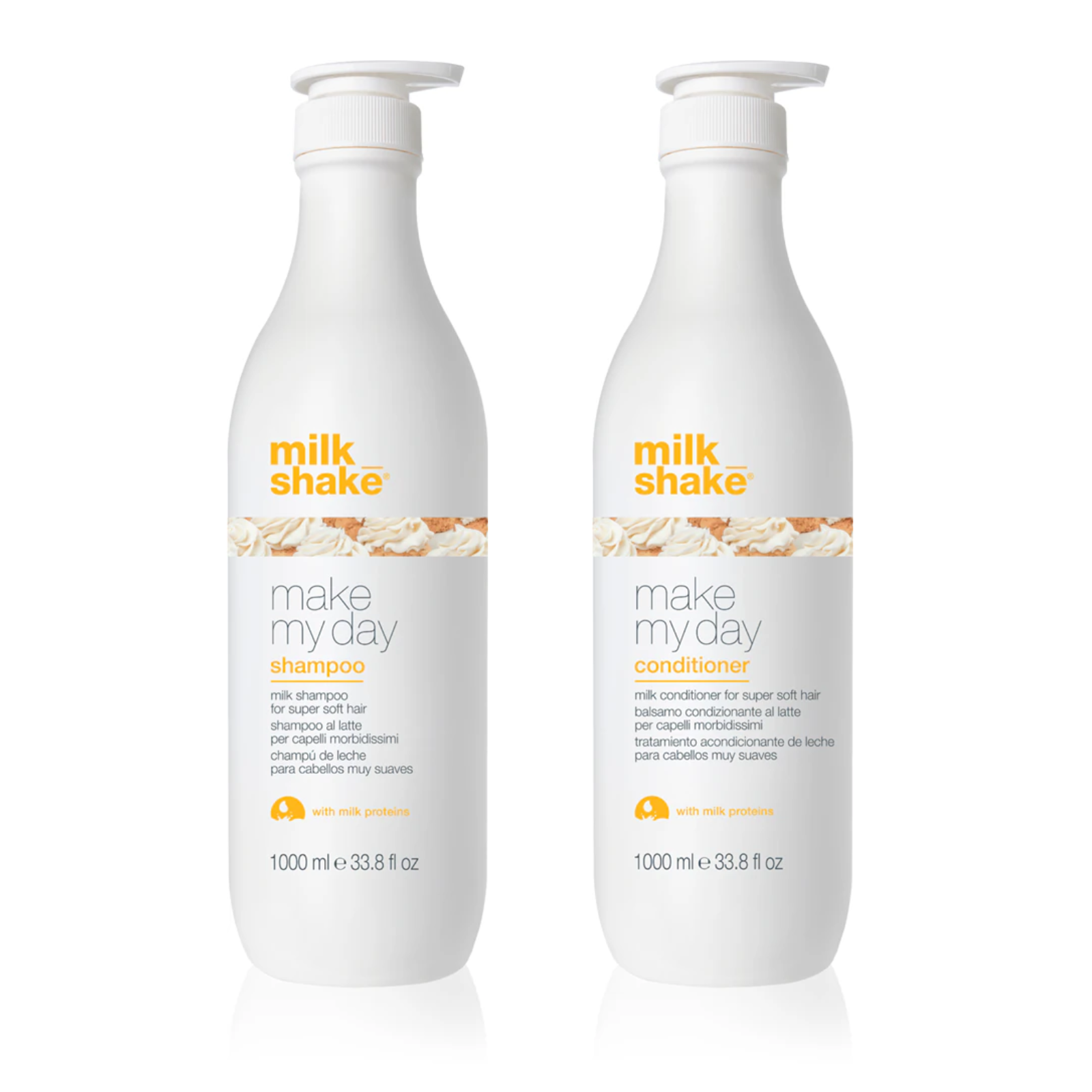 Pachet îngrijire pentru toate tipurile de păr  Milkshake Make My Day (Șampon 1000ml, Balsam 1000ml) Beautifier Romania