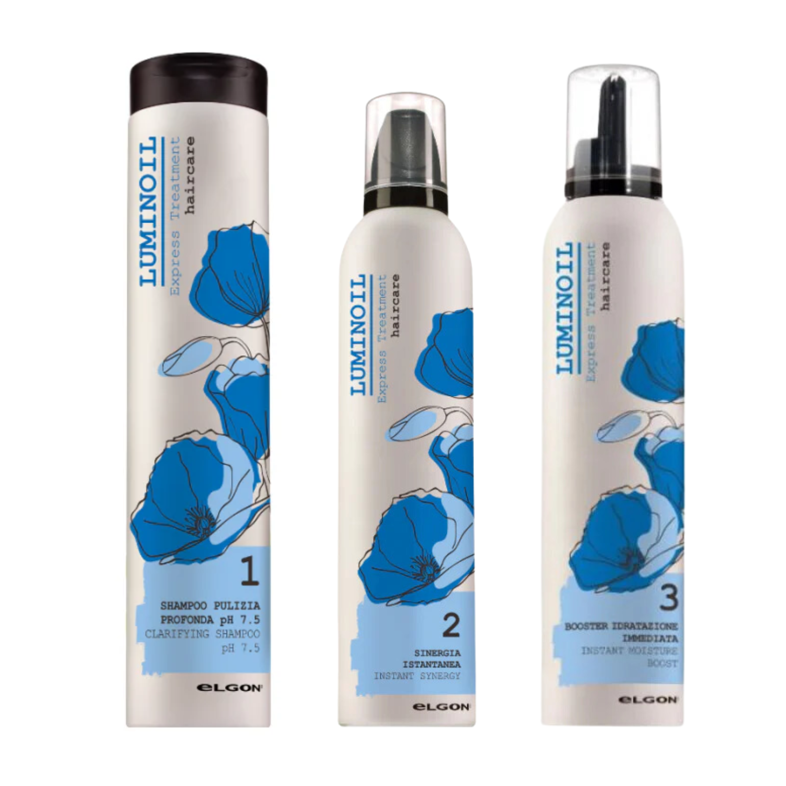 Pachet ingrijire zilnica 3 pasi  Elgon Luminoil Sampon Tratamente Spuma