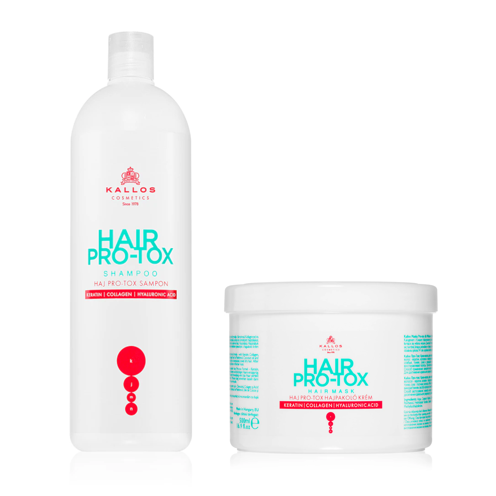 Pachet regenerare păr deteriorat | Kallos Pro-Tox (Șampon 500 ml, Mască 500 ml)