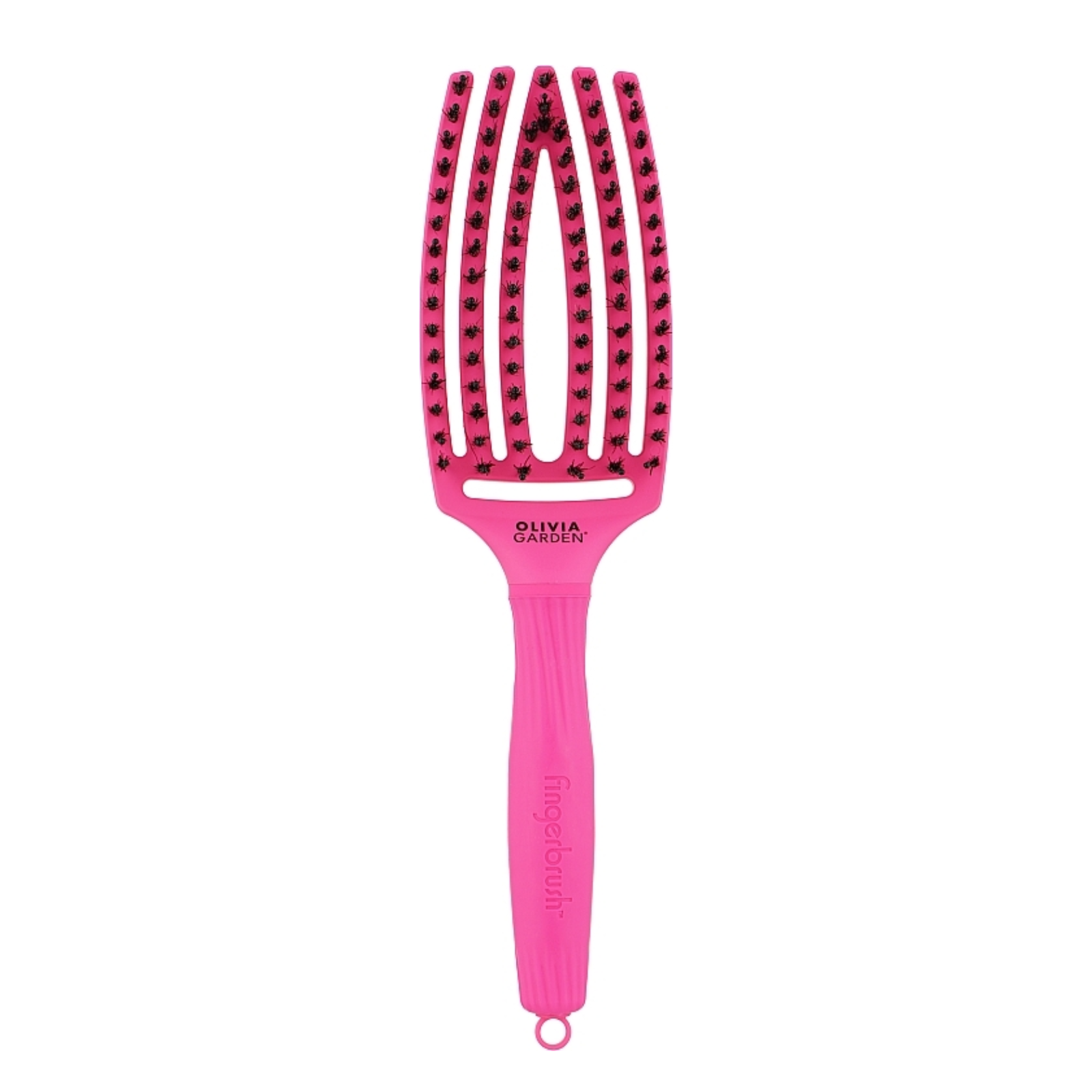 Perie pentru descurcat părul uscat Olivia Garden Fingerbrush Neon Pink