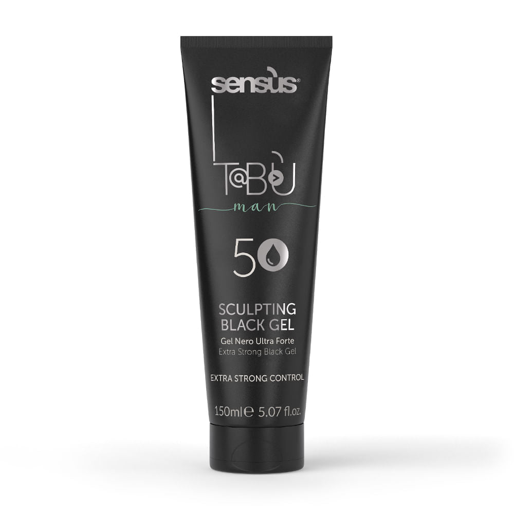 Gel de păr cu pigment negru pentru mascarea firelor albe, cu fixare extra puternica| Sensus Tabu Man 5 Sculpting Black Gel 150ml