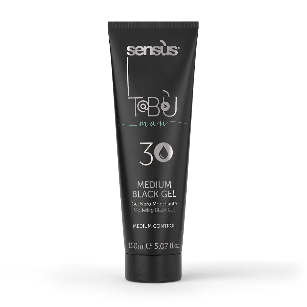 Gel de păr cu pigment negru pentru mascarea firelor albe, cu fixare medie | Sensus Tabu Man 3 Medium Black Gel 150ml