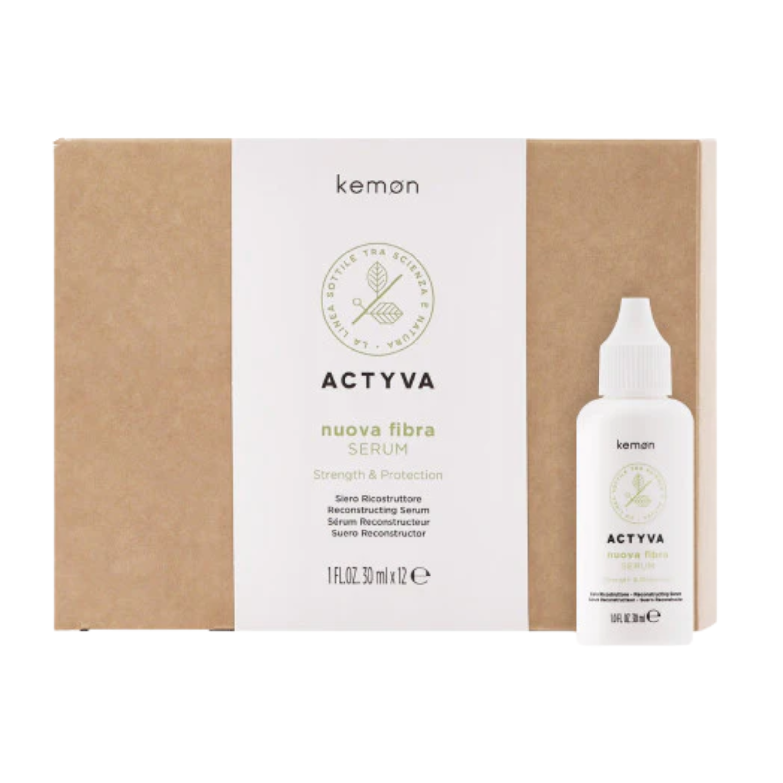 Ser reconstructiv pentru par deteriorat | Kemon Actyva Nuova Fibra Serum 12x30 ml