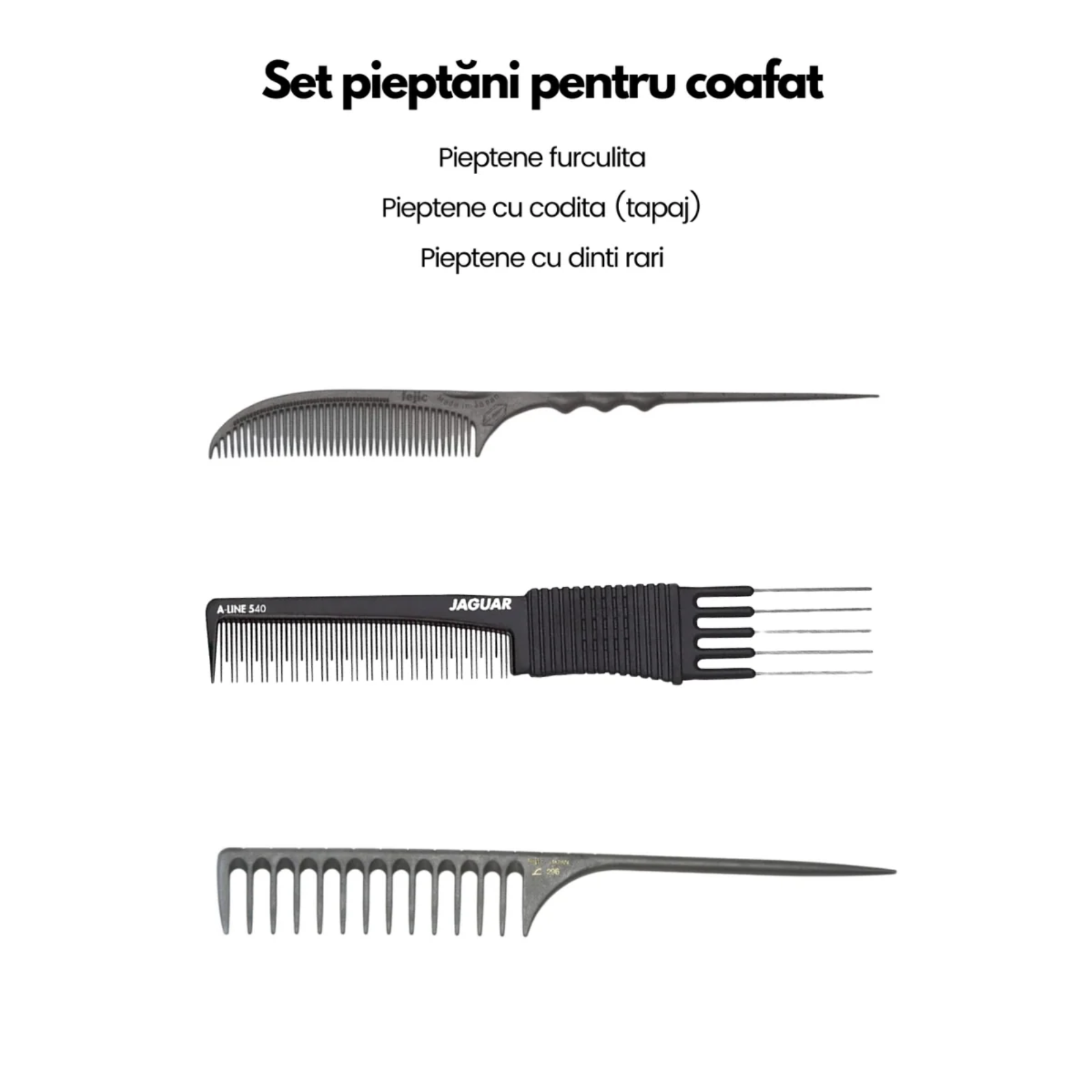 Set pieptăni profesionali antistatici pentru coafat Fejic 296 801 Jaguar