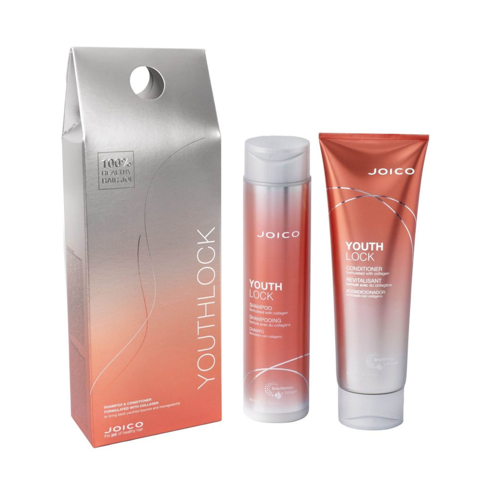 Set sampon si balsam hidratare si stralucire par matur Joico Youth Lock