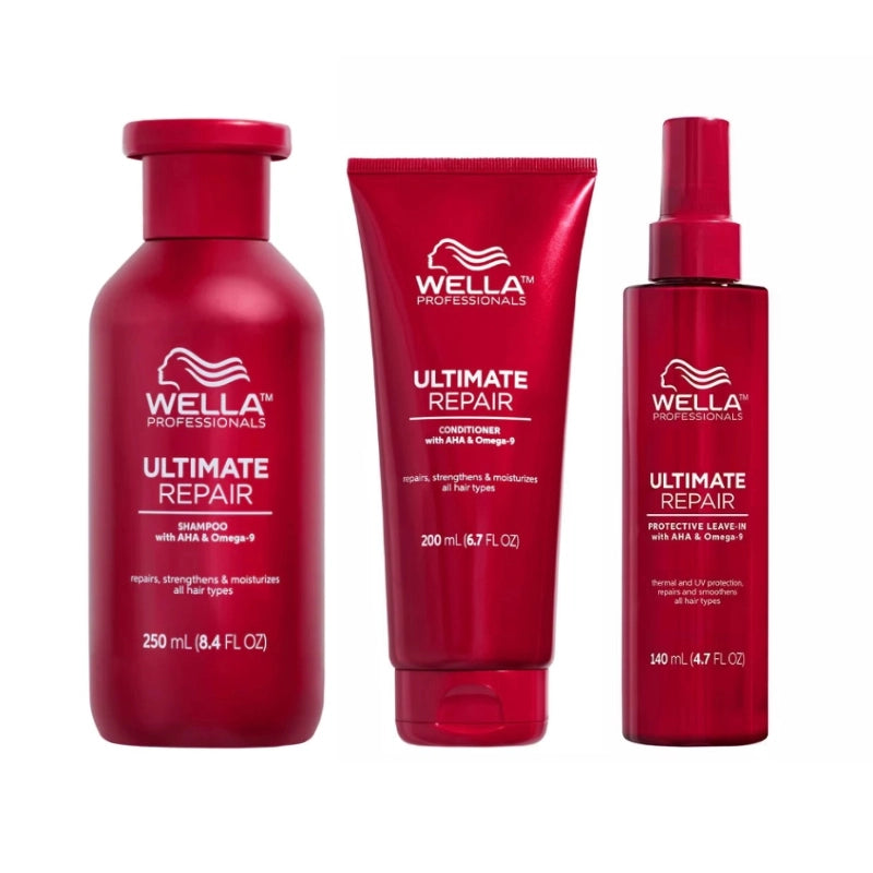 Pachet par deteriorat Wella Ultimate (Șampon, Balsam, Tratament)