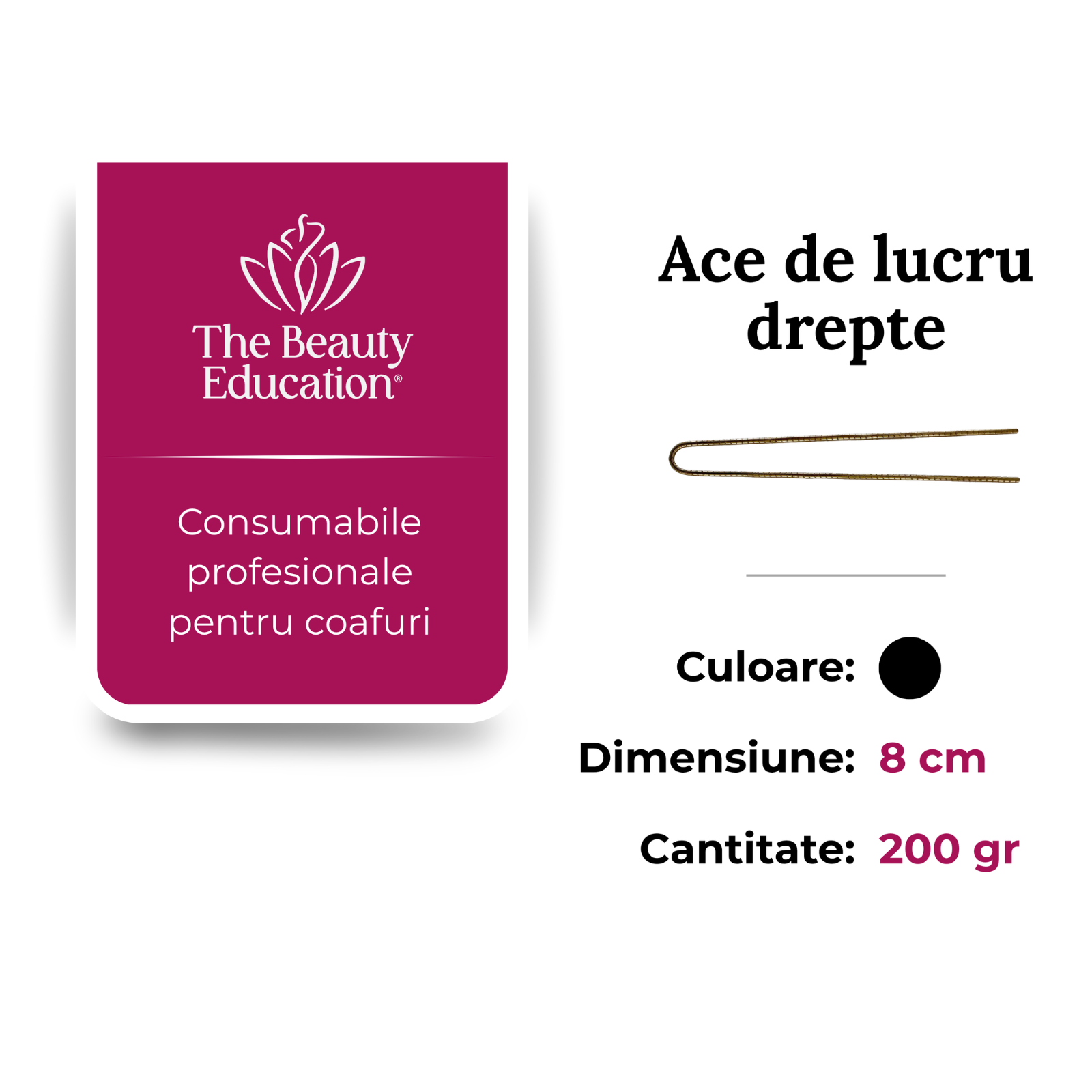 consumabile profesionale pentru coafuri originale romania beautifier Ace de lucru drepte 8 cm negre |  The Beauty Education 200g