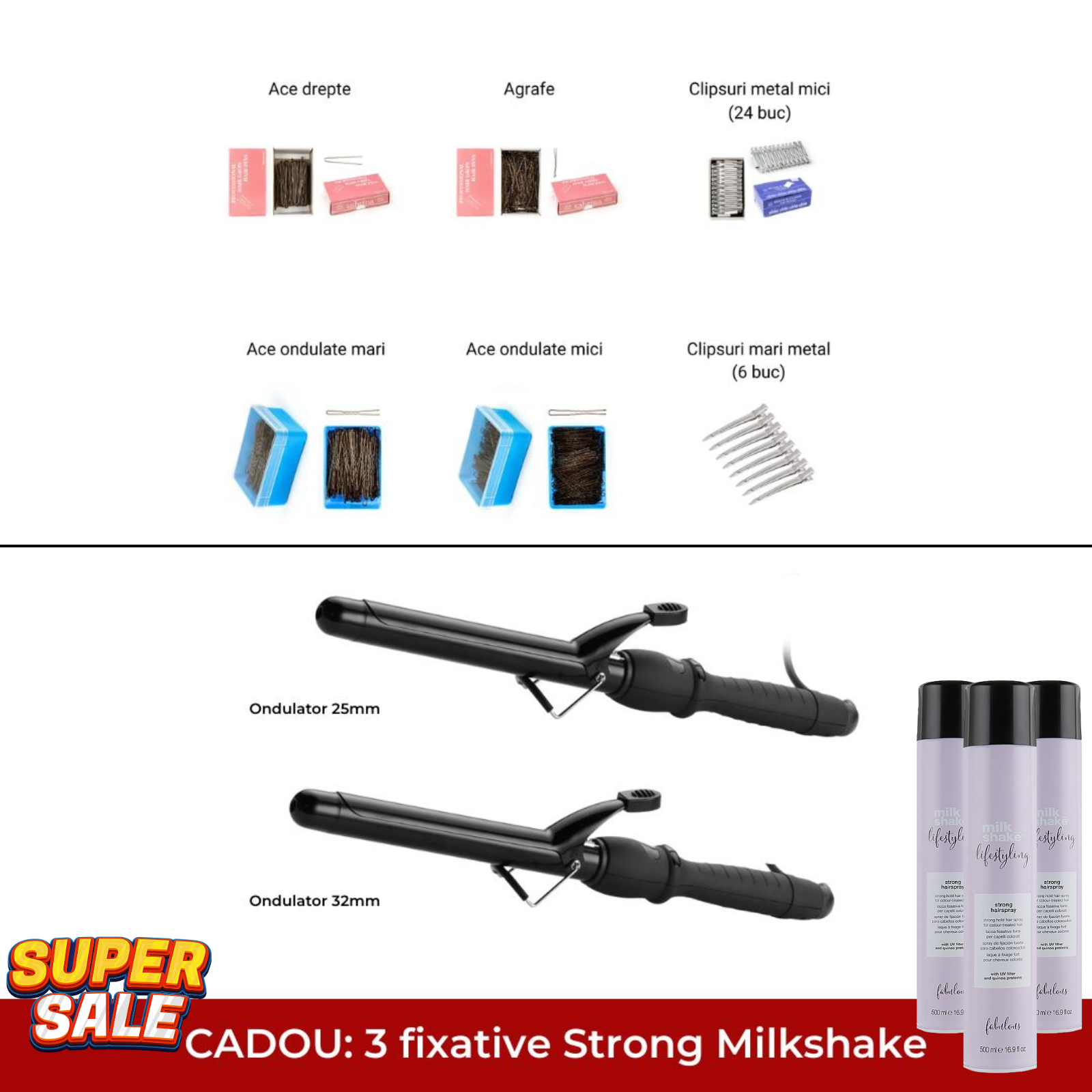 Pachet Consumabile + 2 ondulatoare Cera (25mm &amp; 32mm) (CADOU 3 Fixative puternice Milkshake)