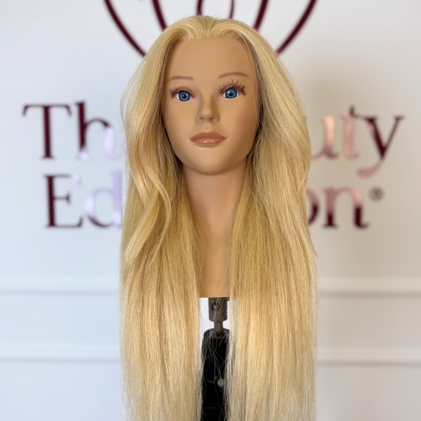 Cap de manechin cu păr natural lung pentru coafat The Beauty Education by Adriana Dobre original Beautifier Romania