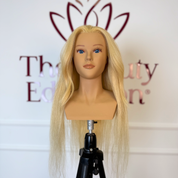Cap de manechin cu păr natural lung pentru coafat The Beauty Education by Adriana Dobre original Beautifier Romania