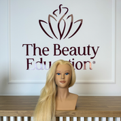 Cap de manechin cu păr natural lung pentru coafat The Beauty Education by Adriana Dobre original Beautifier Romania