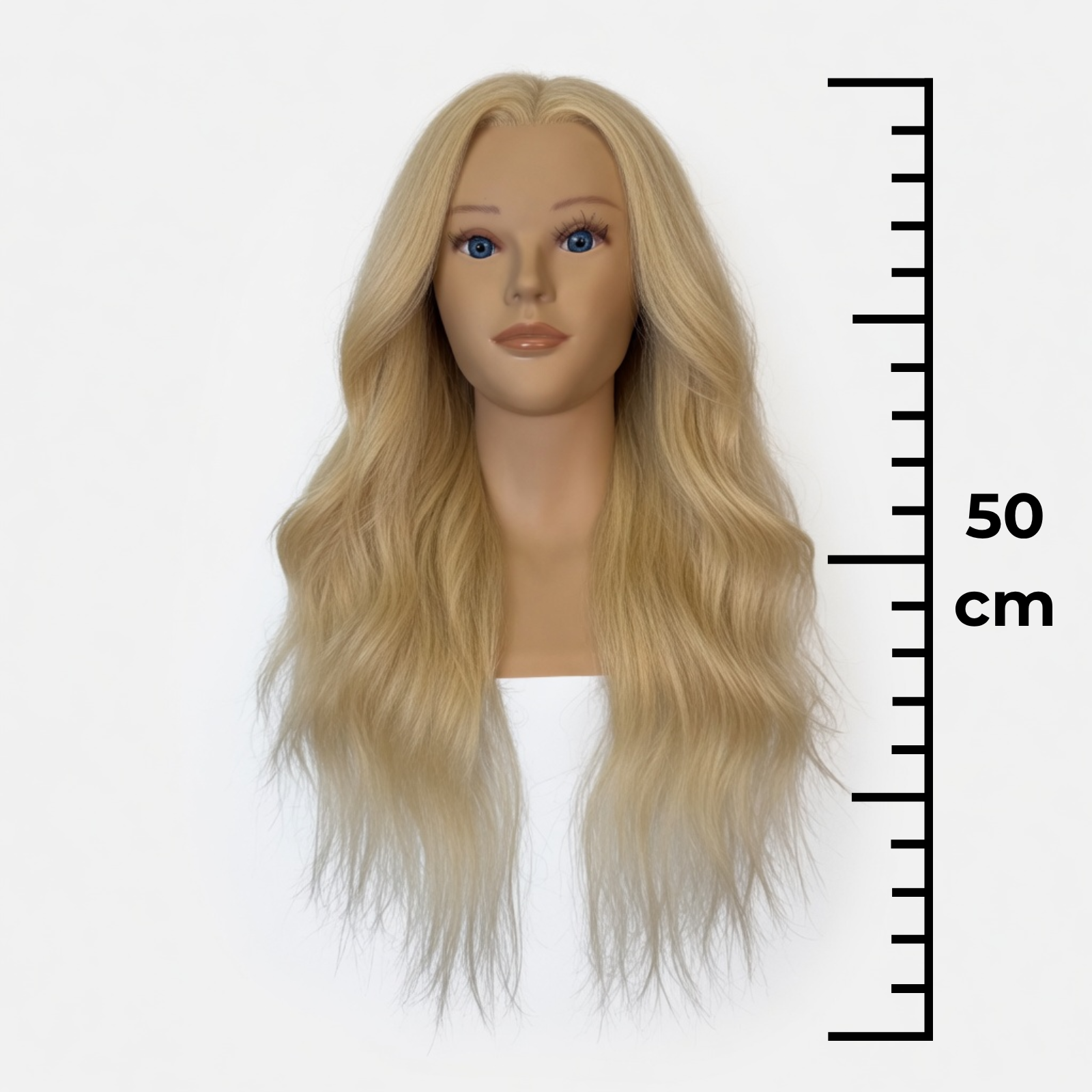 Cap de manechin cu păr natural pentru coafat lungime 50cm | The Beauty Education 50cm