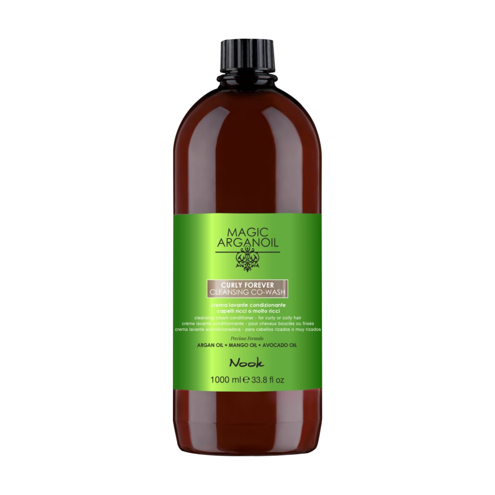 Cremă 2-in-1 pentru curățarea și condiționarea părului creț și ondulat | Nook Magic ArganOil Curly Forever Cleansing Co-Wash 1000ml