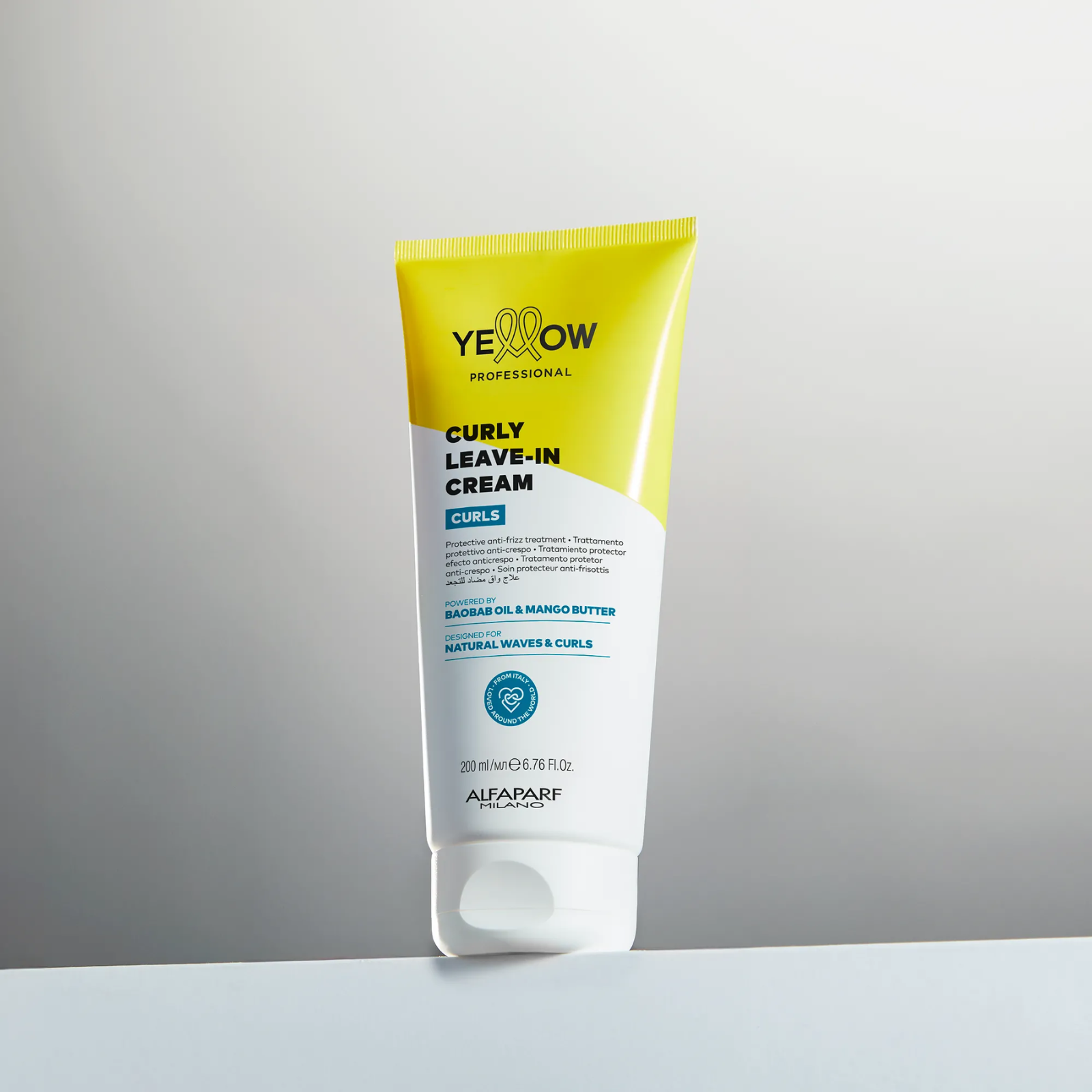 Cremă fără clătire pentru păr creț și ondulat Alfaparf Yellow Professional Curls Curly Leave-In Cream 200 ml Beautifier.ro