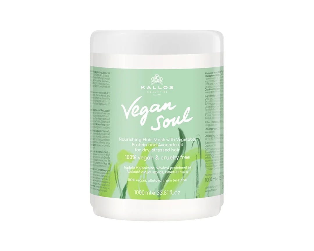 Mască nutritva par uscat Kallos Vegan Soul  Nourshing Mask 1000 ml Beautifier