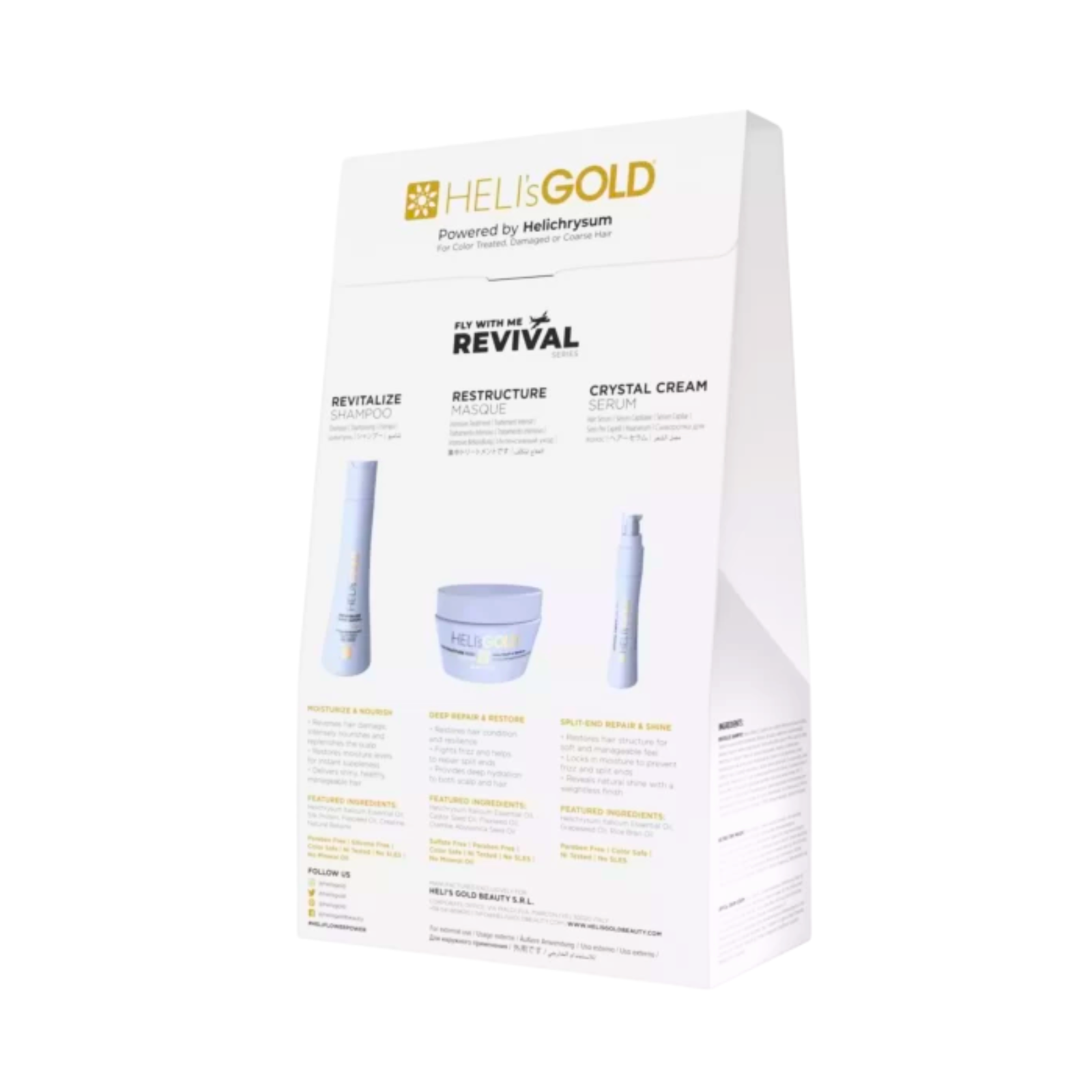 Kit calatorie revitalizant Heli's Gold Revival Series Fly With Me sampon 100 ml masca 100 ml ser 30 ml 2