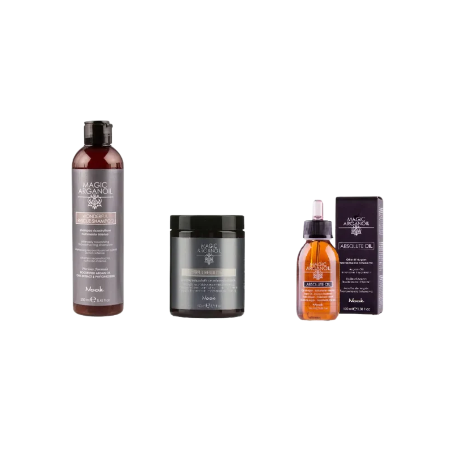 Kit pentru reconstrucția părului degradat, trata chimic | Nook Magic Arganoil Secret
