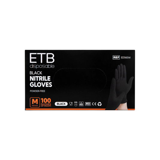 Mănuși Nitril Negru M 100 buc - ETB Disposable