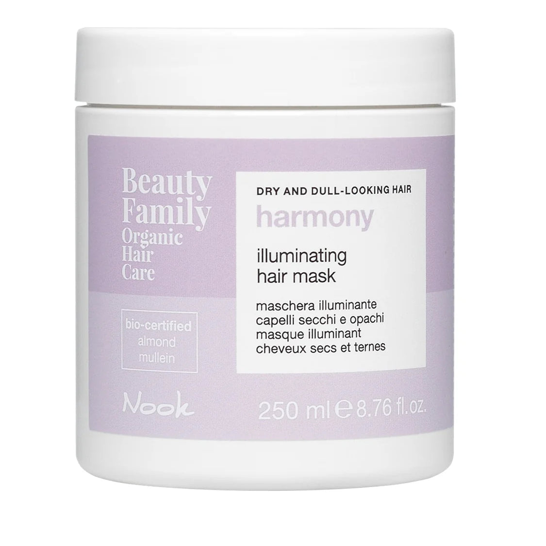 Mască organică hidratare păr tern si lipsit de strălucire | Nook Beauty Family Harmony Illuminating Hair Mask 250ml