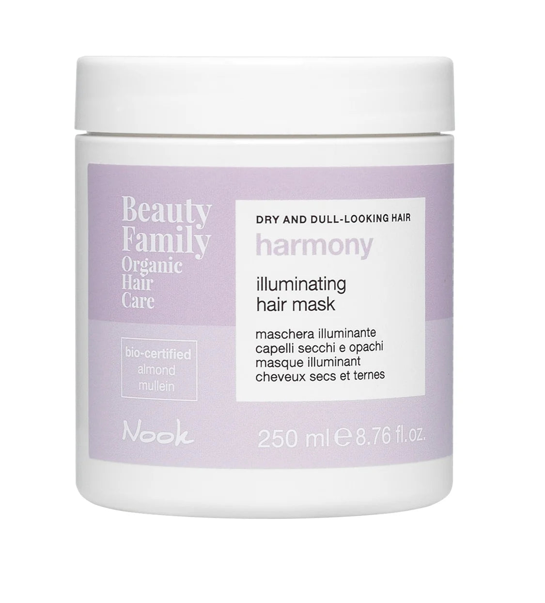 Mască organică hidratare păr tern si lipsit de strălucire | Nook Beauty Family Harmony Illuminating Hair Mask 250ml