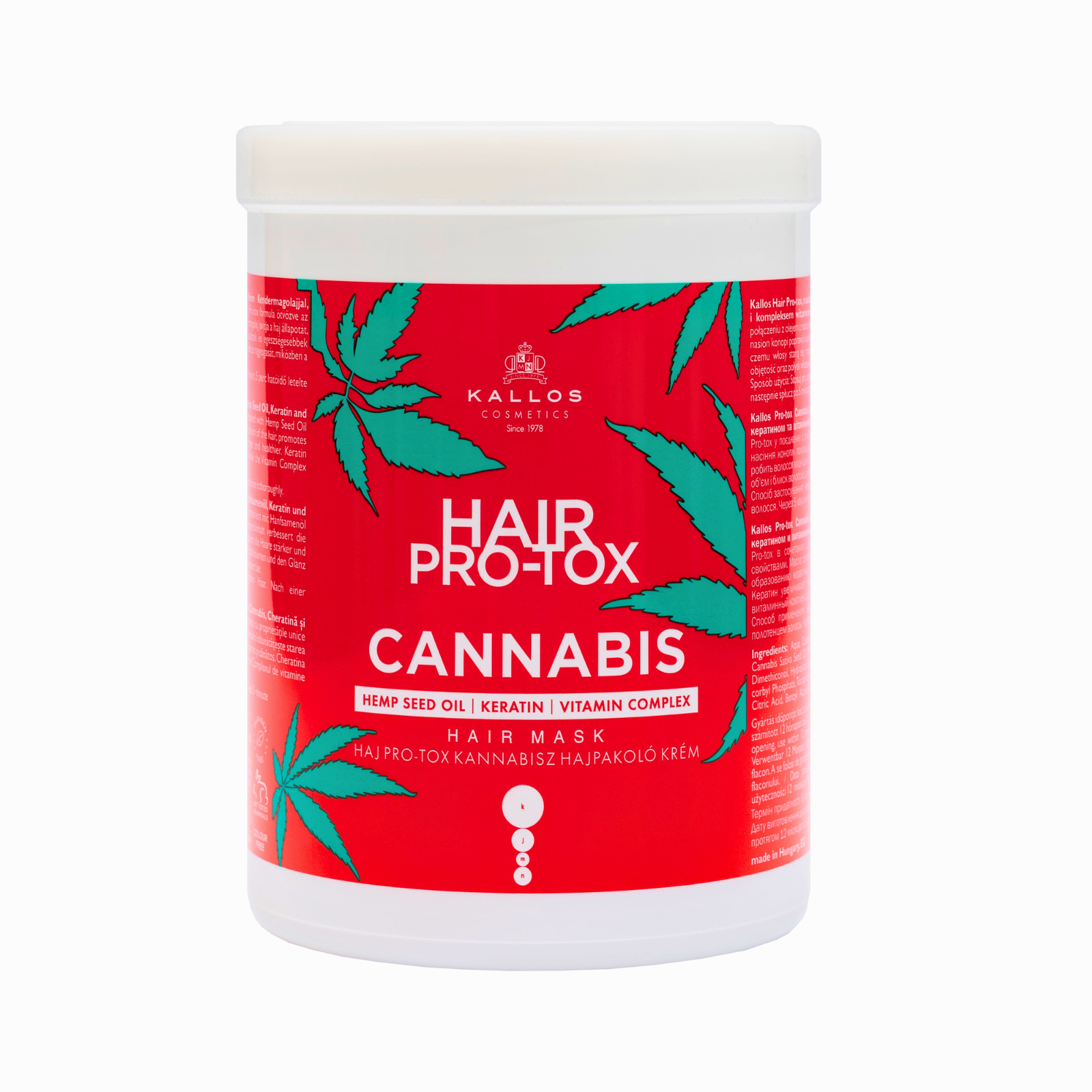Mască regeneratoare cu ulei din semințe de canabis | Kallos KJMN Hair Pro-Tox Cannabis Mask Beautifier 1000 ml