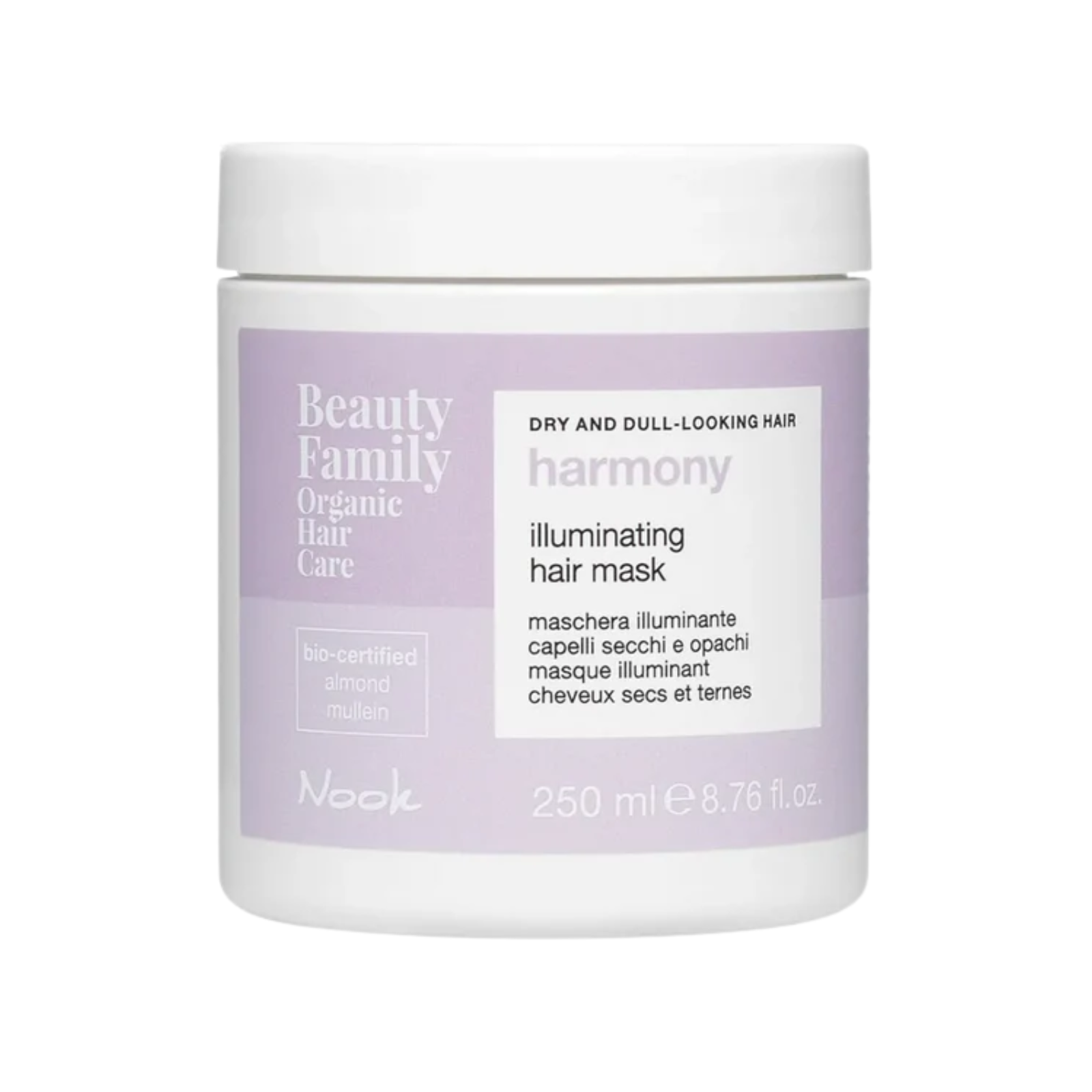 Mască organică hidratare păr tern si lipsit de strălucire Nook Beauty Family Harmony Illuminating Hair Mask 250ml Beautifier Romania