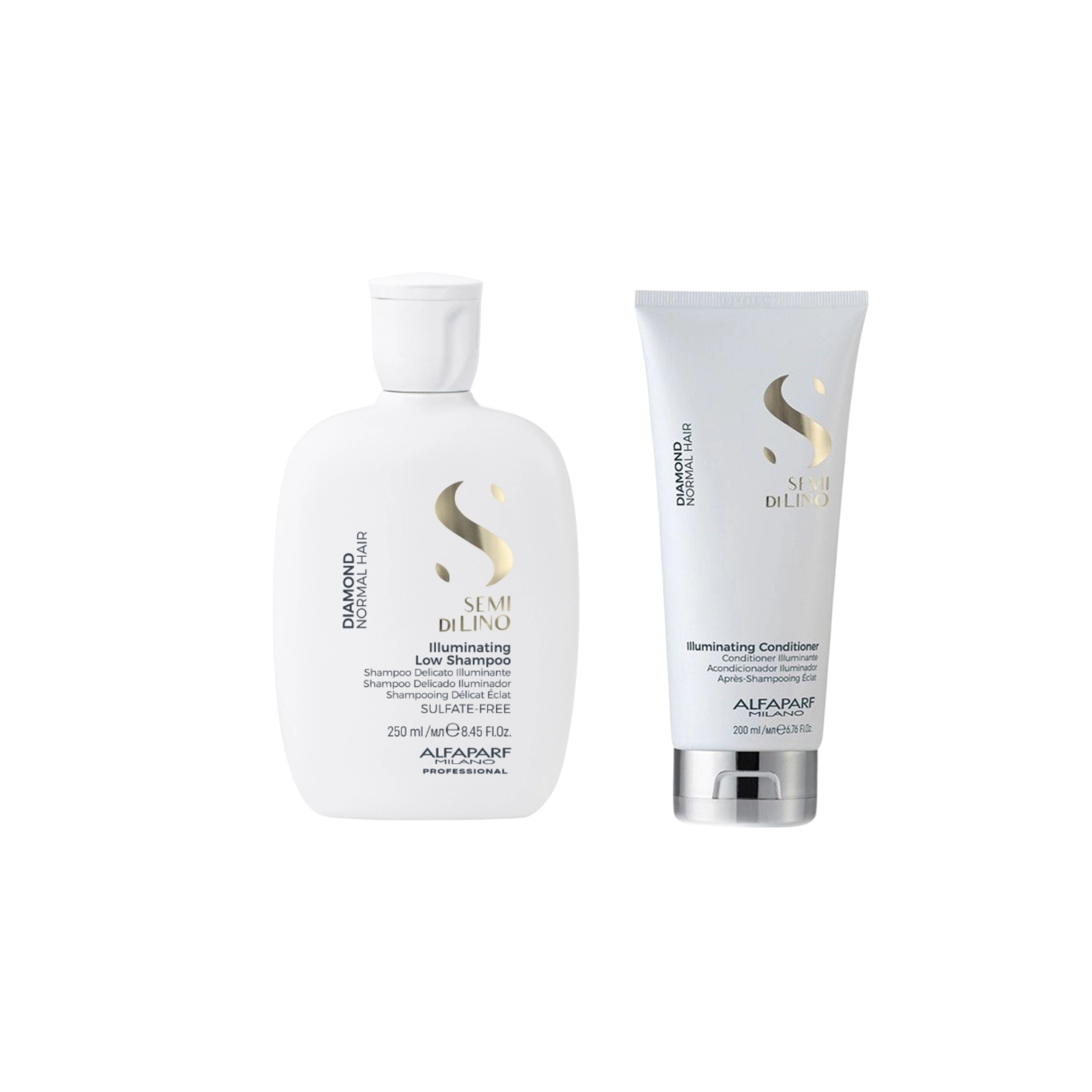 Pachet Alfaparf Semi di Lino Diamond – Șampon 250ml și Balsam 200ml