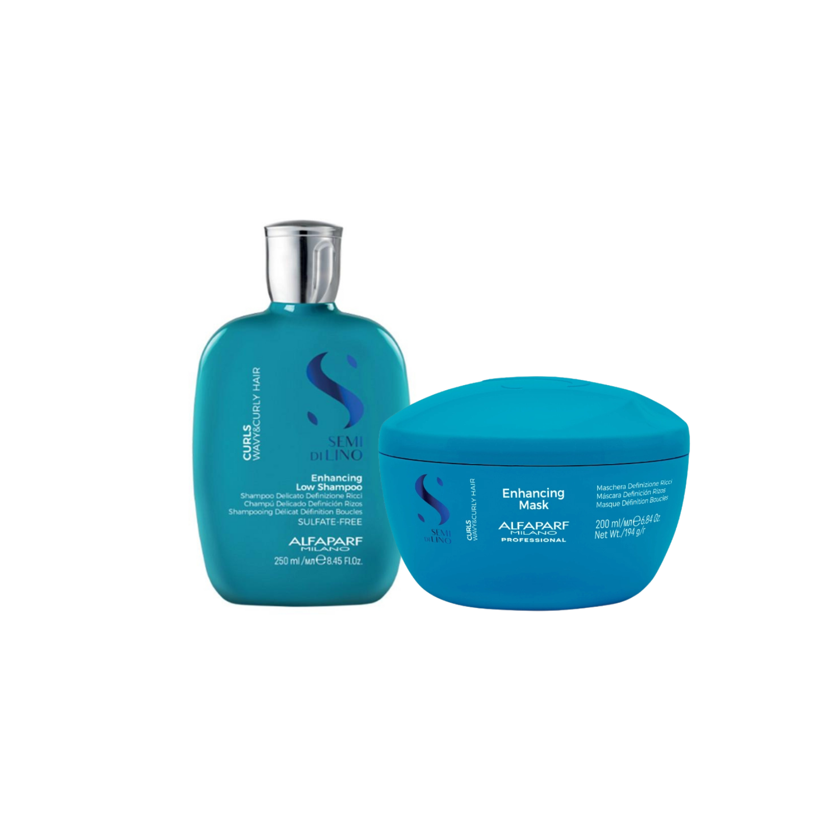 Pachet Păr Creț și Ondulat | Alfaparf Semi di Lino Curls (Sampon 250ml, Masca 200ml)