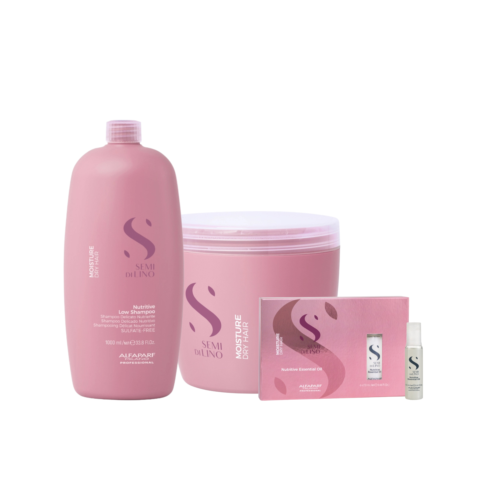 Pachet hidratare | Alfaparf Moisture Nutritive (Sampon 1000ml, Masca 500ml, Ulei)