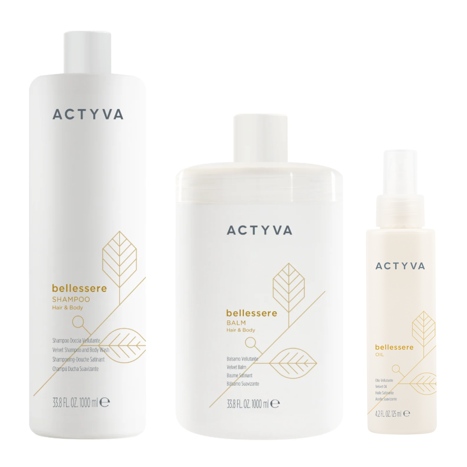 Pachet hidratare intensa par si corp | Kemon Actyva Bellessere Sampon 1000ml, Balsam 1000ml, Ulei 125ml Beautifier