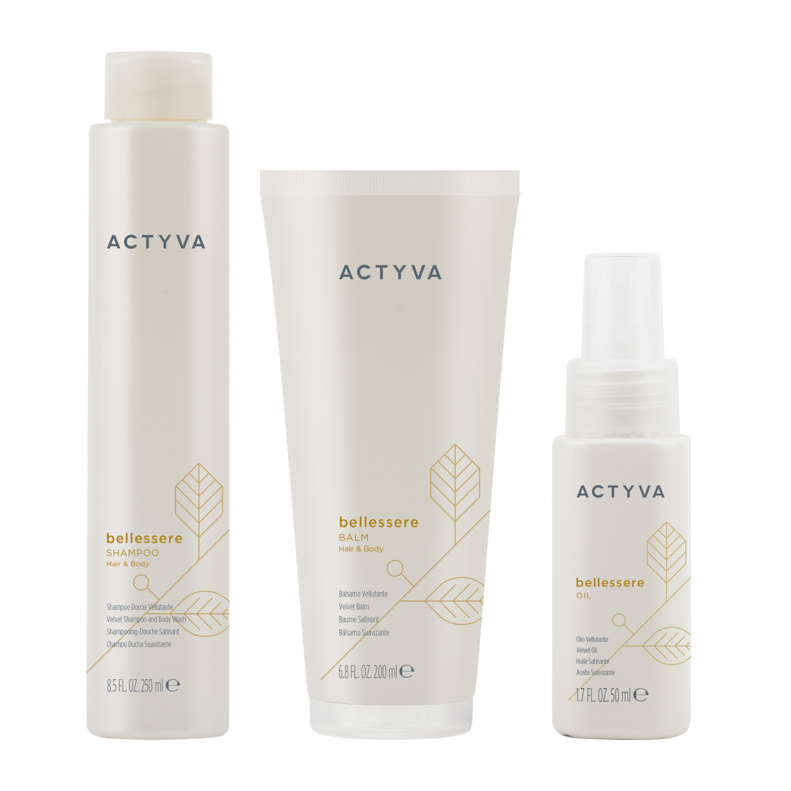 Pachet hidratare intensa par si corp | Kemon Actyva Bellessere (Sampon 250ml, Balsam 200ml, Ulei 50ml)