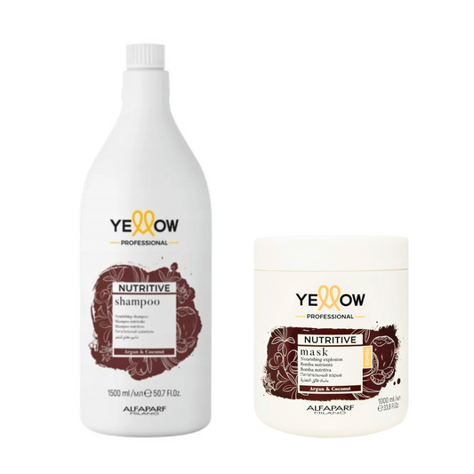 Pachet hidratare intensa par uscat Alfaparf Yellow Professional Nutritive Sampon 1500 ml Masca 1000ml