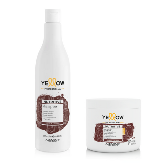Pachet hidratare intensa par uscat Alfaparf Yellow Professional Nutritive Sampon 500 ml masca 500 ml