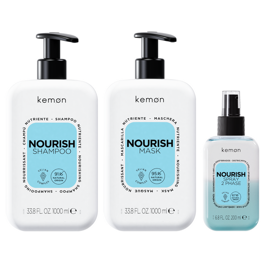 Pachet complet ingrijire si hidratare par uscat | Kemon Care Nourish ( Sampon 1000ml, Masca 1000ml, Spray 200ml) Beautifier