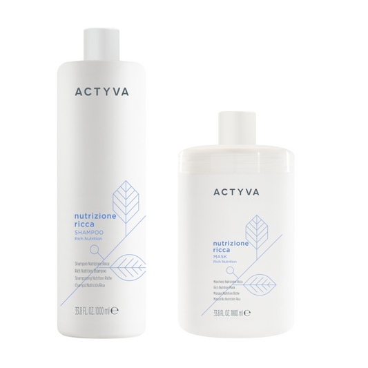 Pachet intens hidratant | Kemon Actyva Nutrizione Ricca (Sampon 1000ml, Masca 1000ml)