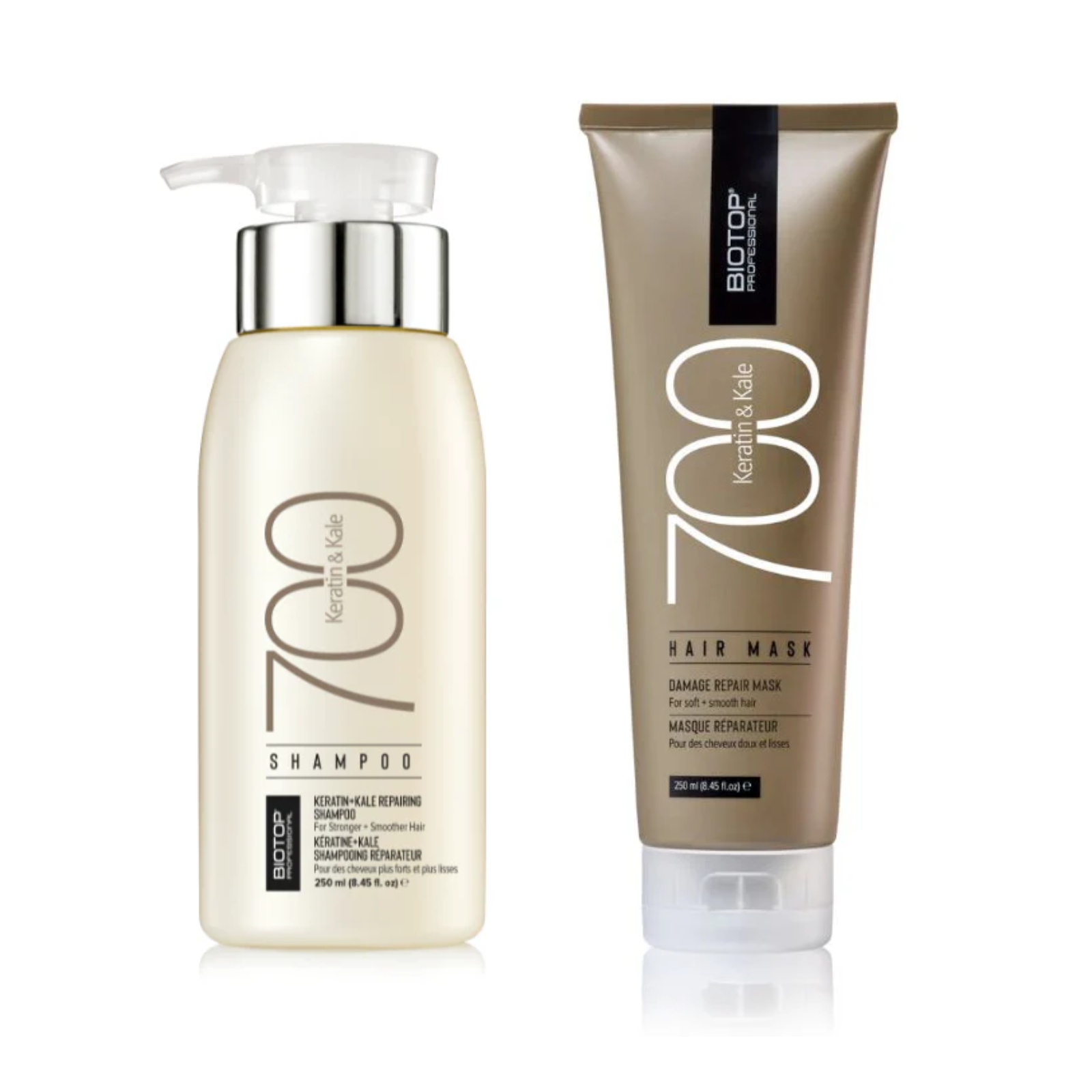 Pachet par degradat sau tratat chimic Biotop Keratin & Kale 700 (Sampon, Masca)