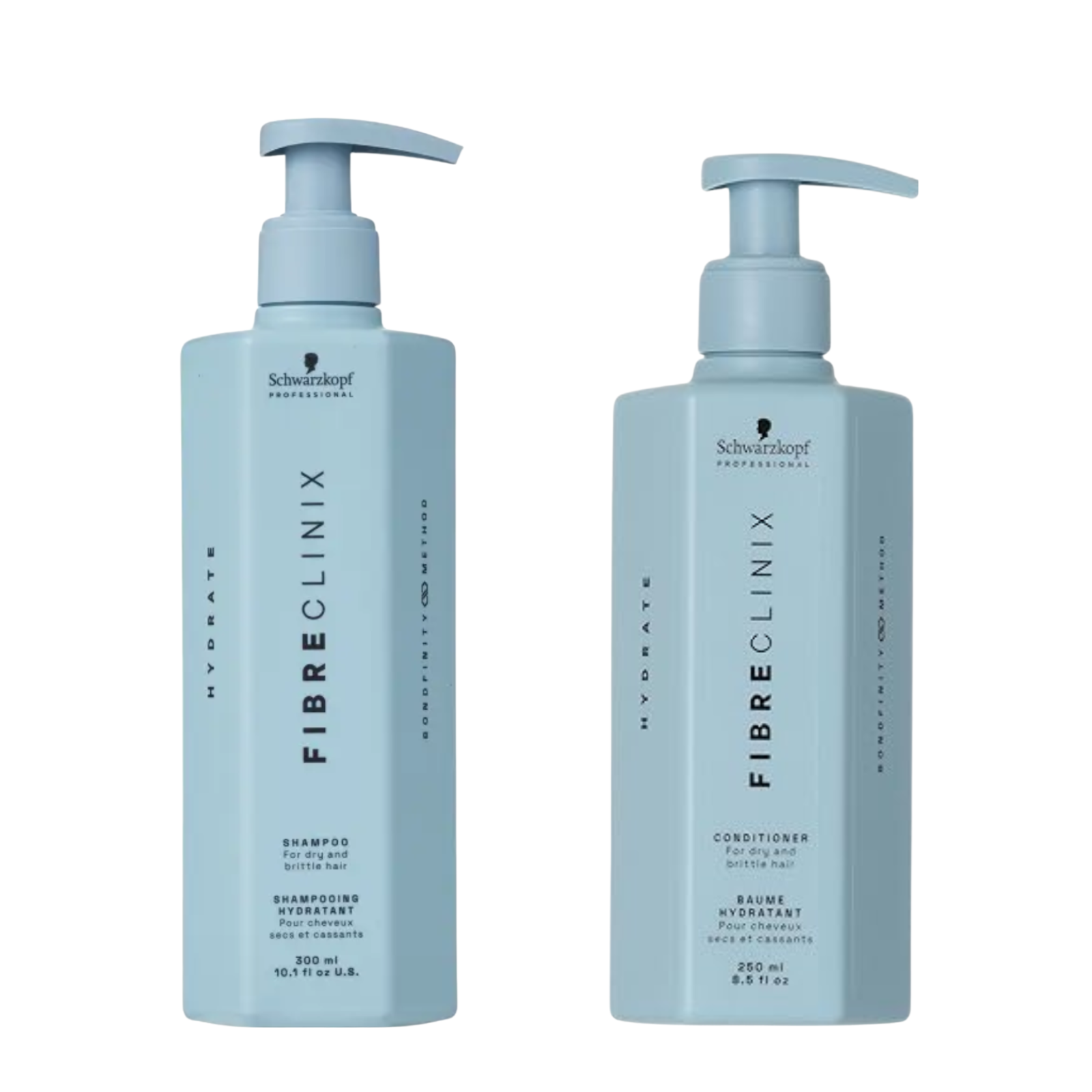 Pachet pentru hidratarea părului uscat | Schwarzkopf Professional Fibre Clinix Hydrate (Șampon 300ml, Balsam 250ml)